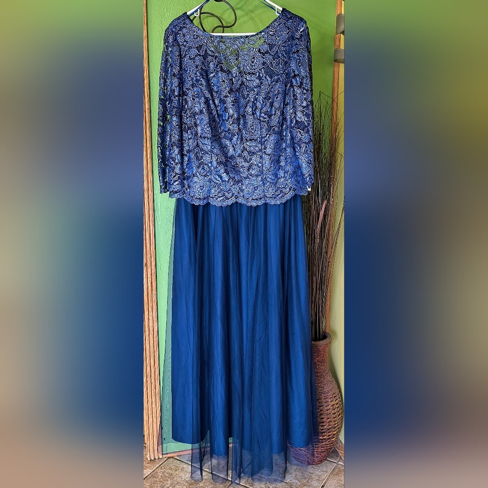 Roamans Blue lace Formal Dress